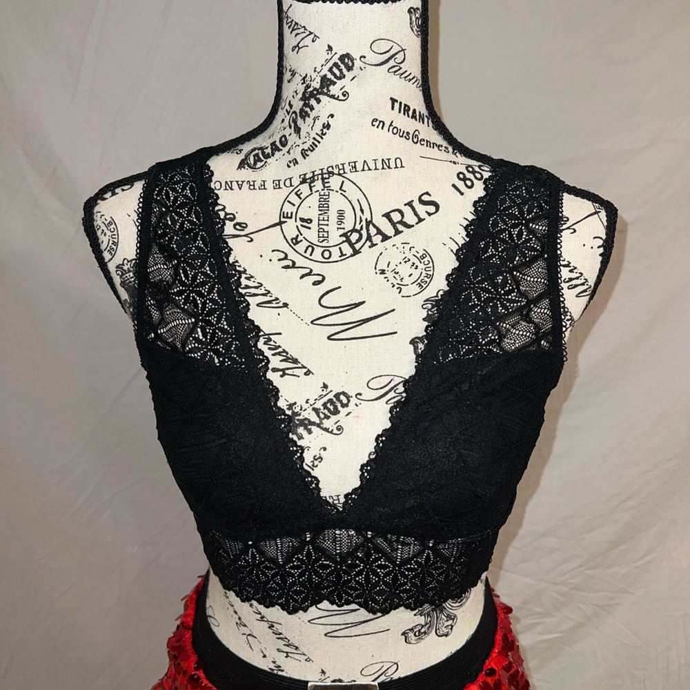 V Neck Black Lace Bralette